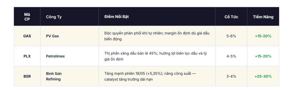 Phân tích tỷ suất cổ tức và chiến lược phòng thủ cổ phiếu Dầu khí nhà nước GAS PLX BSR.